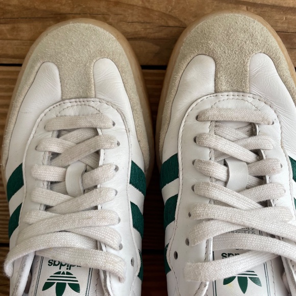 Adidas | Sambae Cloud White & Green Platform Sneaker Shoes 6.5 / 7 - Picture 6 of 14